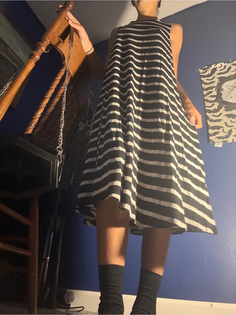 Black & White Striped Sleeveless Dress